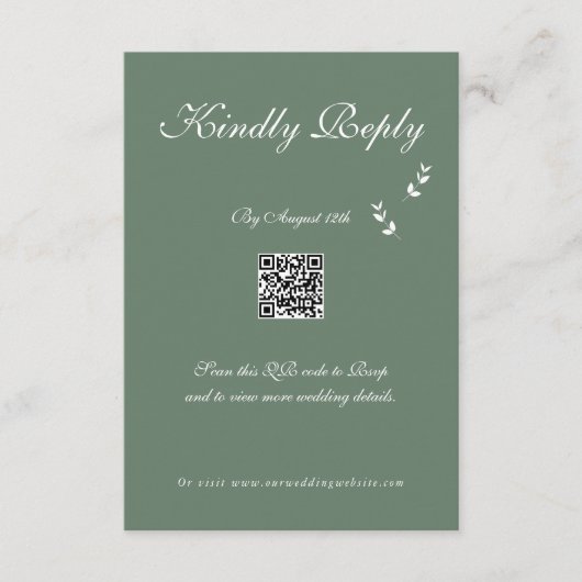 エレガントフォーマルSage Olive Green結婚 Script エンクロージャーカード (正面)