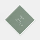 エレガントフォーマルSage Olive Green結婚 Script スタンダードランチョンナプキン (角)