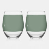 エレガントフォーマルSage Olive Green結婚 Script ステムなしワイングラス (左)