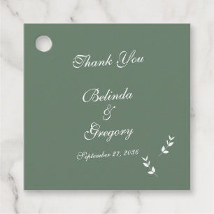 エレガントフォーマルSage Olive Green結婚 Script フェイバータグ
