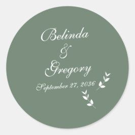 エレガントフォーマルSage Olive Green結婚 Script ラウンドシール
