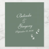 エレガントフォーマルSage Olive Green結婚 Script ワインラベル (シングルラベル)