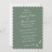 エレガントフォーマルSage Olive Green結婚 Script 招待状 (正面)