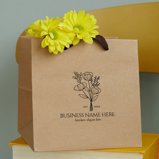 エレガントフラワーカスタムビジネステンプレート(大) ラバースタンプ