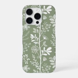エレガントフラワーガーデン Reverie Sage Green ボタニカル iPhone 16 Proケース