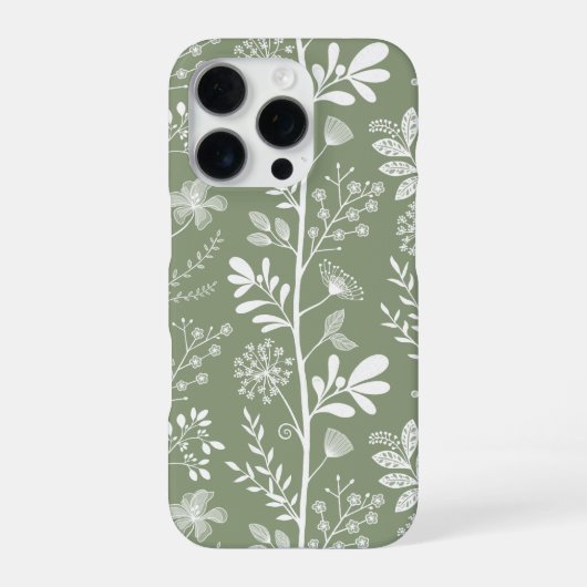 エレガントフラワーガーデン Reverie Sage Green ボタニカル iPhoneケース (裏面)