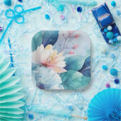 エレガントフラワーズスクエア紙プレート ペーパープレート (パーティー)