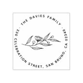 エレガントフラワーラウンドファミリー名&差出人住所 ラバースタンプ (インプリント)