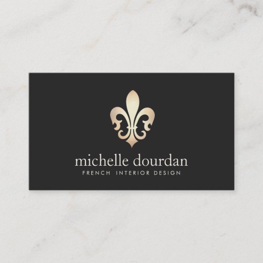 エレガントフランスのインテリア・デザイナの金ゴールド・（紋章の）フラ・ダ・リ 名刺 (正面)