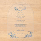 エレガントフランスのクラシックフローラ アクリル招待状 (正面)