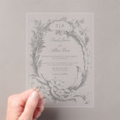 エレガントフランスのクラシックフローラ アクリル招待状 (インサイチュ (ポータブル))