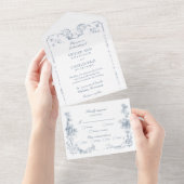 エレガントフランスのクラシックフローラ オールインワン招待状 (貼ってはがせる)