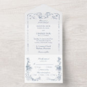 エレガントフランスのクラシックフローラ オールインワン招待状 (内側)