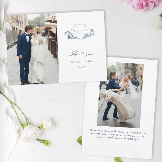 エレガントフランスのクラシックフローラ サンキューカード