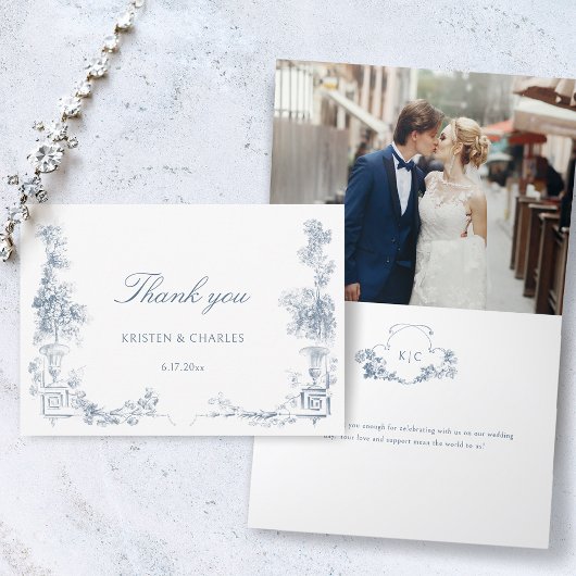 エレガントフランスのクラシックフローラ サンキューカード