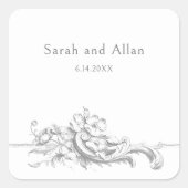 エレガントフランスのクラシックフローラ スクエアシール (正面)