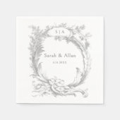 エレガントフランスのクラシックフローラ スタンダードカクテルナプキン (正面)