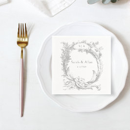 エレガントフランスのクラシックフローラ スタンダードカクテルナプキン