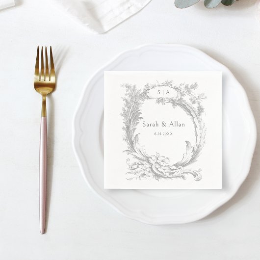 エレガントフランスのクラシックフローラ スタンダードカクテルナプキン