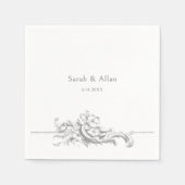 エレガントフランスのクラシックフローラ スタンダードカクテルナプキン (正面)