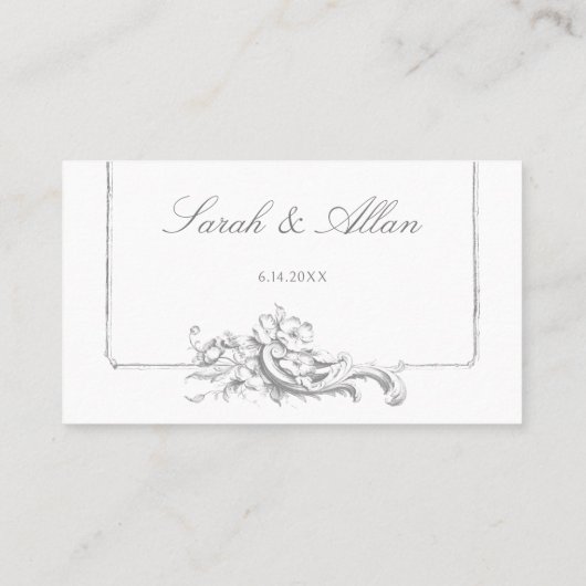 エレガントフランスのクラシックフローラ プレイスカード (裏面)