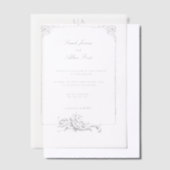 エレガントフランスのクラシックフローラ ベラム紙招待状 (オフセット)