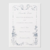 エレガントフランスのクラシックフローラ ベラム紙招待状 (正面)