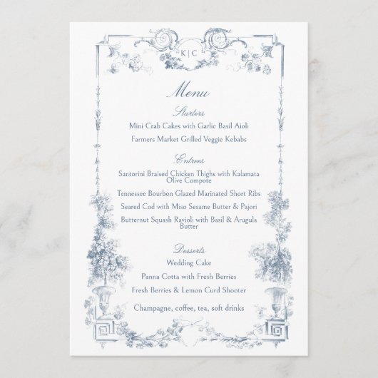 エレガントフランスのクラシックフローラ メニュー (正面)