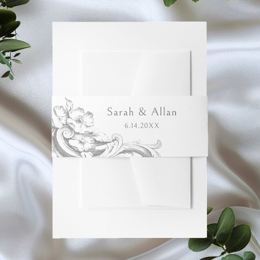 エレガントフランスのクラシックフローラ 招待状ベリーバンド