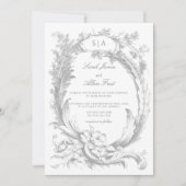 エレガントフランスのクラシックフローラ 招待状 (正面)