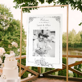 エレガントフランスのクラシックRococoフローラ歓迎 ポスター