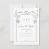 エレガントフランスのグビクトリアンラ結婚イ セーブザデート (正面)