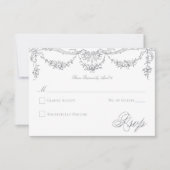 エレガントフランスのグビクトリアンラ結婚イ 出欠カード (正面)