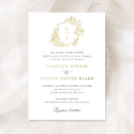 エレガントフランスのバラフローラモノグラム結婚クレスト 箔招待状