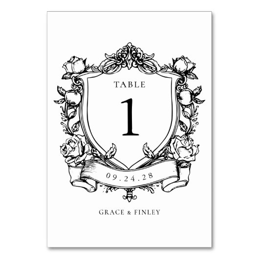エレガントフランスのバラヴィンテージクレスト結婚の テーブルナンバー (裏面)