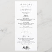 エレガントフランスのバラヴィンテージクレスト結婚の プログラム (裏面)