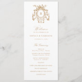 エレガントフランスのバラcrestヴィンテージ金ゴールド結婚の プログラム (正面)
