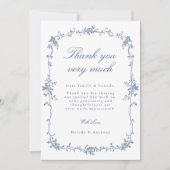 エレガントフランスのビクトリアンフローラ結婚の写真 サンキューカード (正面)