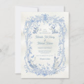 エレガントフランスのフローラキュピッド結婚エンジェル 招待状 (正面)