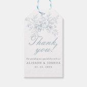 エレガントフランスのフローラブルー結婚トイル ギフトタグ (正面)