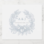 エレガントフランスのフローラブルー結婚トイル スパークリングワインラベル (シングルラベル)