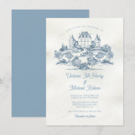 エレガントフランスのフローラ結婚シャトー 招待状