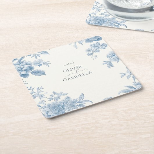 エレガントフランスのフローラ結婚ズ スクエアペーパーコースター (アングル)