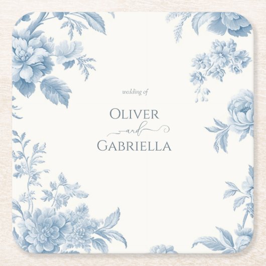 エレガントフランスのフローラ結婚ズ スクエアペーパーコースター (正面)