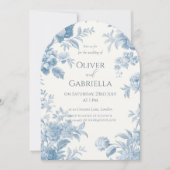 エレガントフランスのフローラ結婚ズ 招待状 (正面)