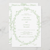 エレガントフランスのフローラ結婚式招待状デザイン 招待状 (正面/裏面)
