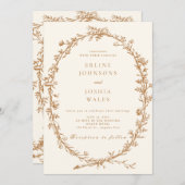 エレガントフランスのフローラ結婚式招待状デザイン 招待状 (正面/裏面)