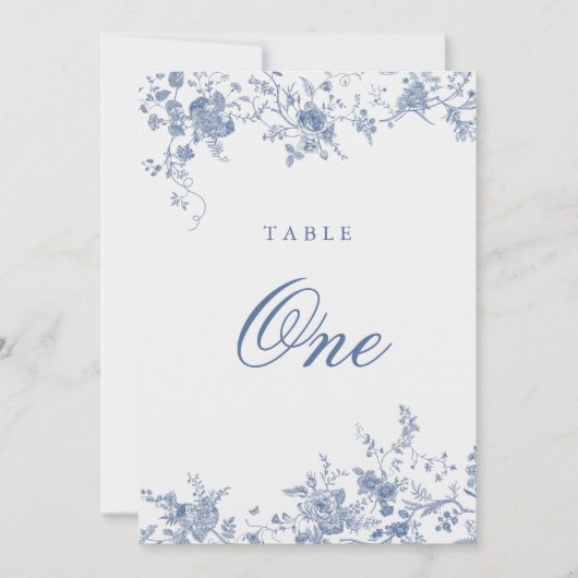 エレガントフランスのヴィンテージフローラジュエテーブル番号 招待状 (正面)