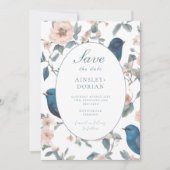 エレガントフランスのヴィンテージブルーChinoiserie写真 セーブザデート (正面)