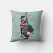 エレガントフランスのヴィンテージプードルの少女シルエット クッション (裏面)
